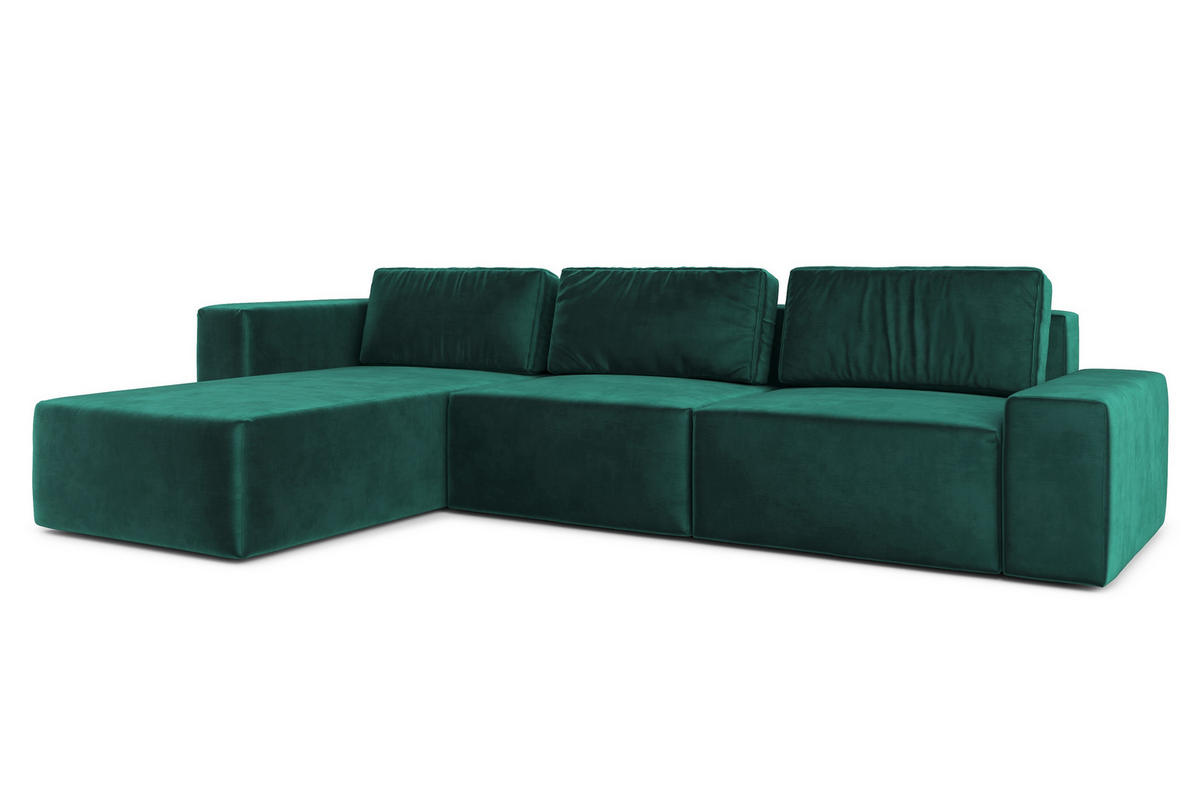 ECKSOFA L Form Arkleton Grün 360/180/93 cm Links mit Schlaffunktion - Türkis/Schwarz, Kunststoff/Textil (180/360cm) - AX Living