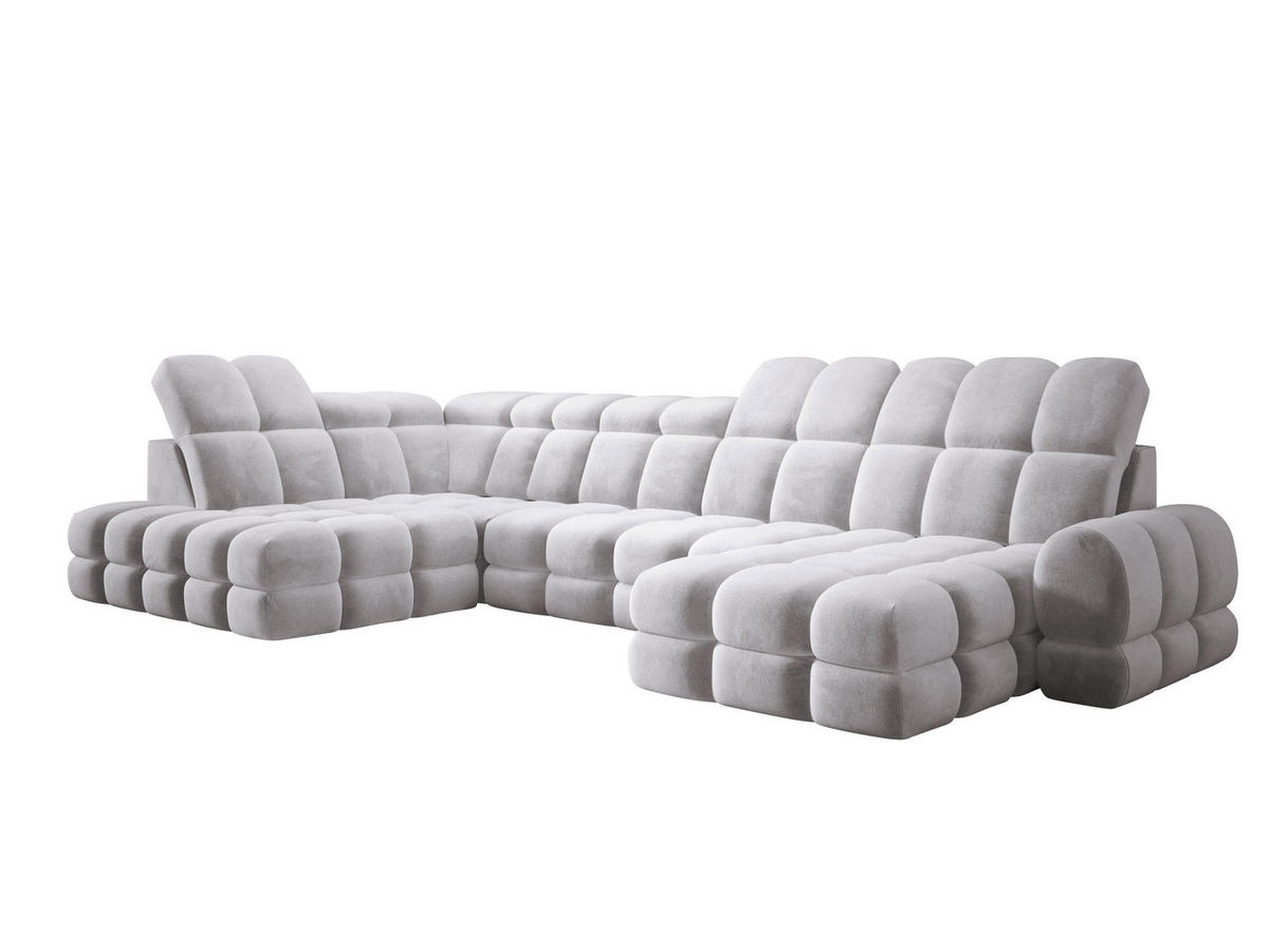 ECKSOFA TOLLO Salvador-stoff U-form 400x217x105 cm silber - Alufarben, Holz/Textil (400/217cm) - DomoHome