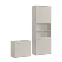 BADMÖBEL-SET 2-teilig Der Steuermann - Beige, Holzwerkstoff (135/180/34cm) - Mokebo