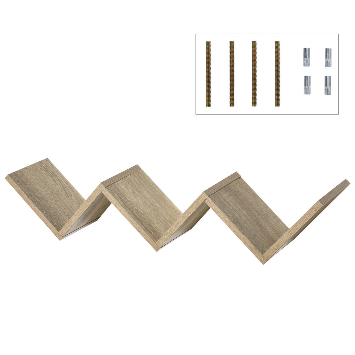 WANDBOARD DE-15467 80/16/15 cm, inkl. Befestigungskit Heller Eiche - Beige, Holzwerkstoff (16/15/80cm) - ComfortXL