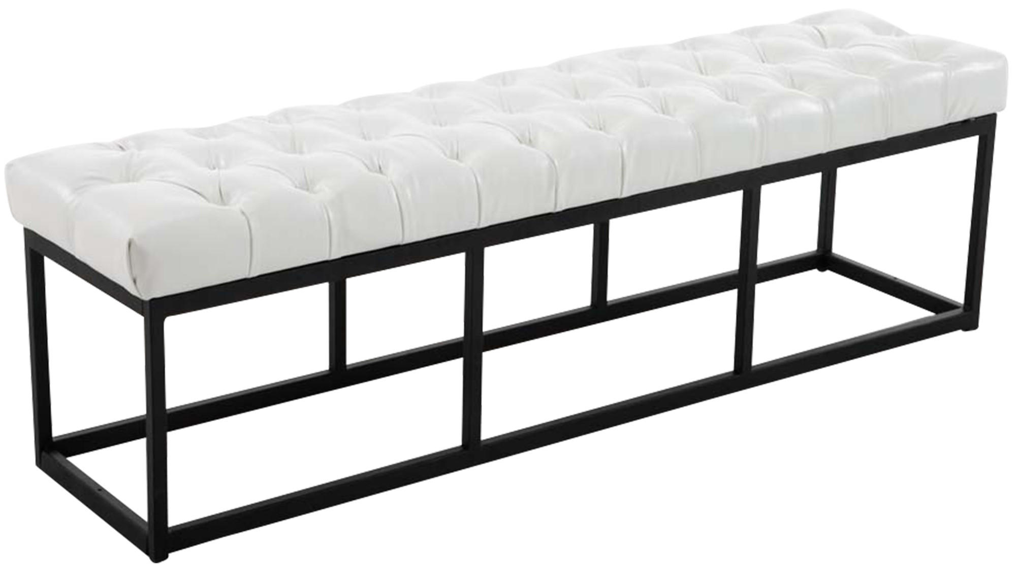SITZBANK 150/38 cm Kunstleder weiß - Schwarz/Weiß, Textil/Metall (150/46/38cm) - CLP