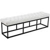 SITZBANK 150/38 cm Kunstleder weiß - Schwarz/Weiß, Textil/Metall (150/46/38cm) - CLP