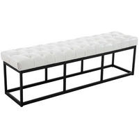 SITZBANK 150/38 cm Kunstleder weiß - Schwarz/Weiß, Textil/Metall (150/46/38cm) - CLP