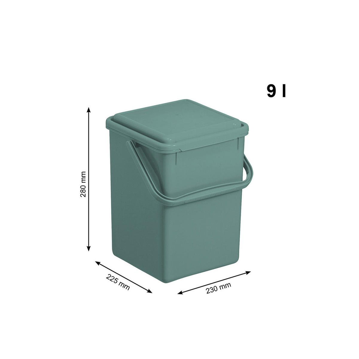MÜLLEIMER 9 Liter Kunststoff Grün - Grün, Kunststoff (23/27/22.5cm) - PROREGAL
