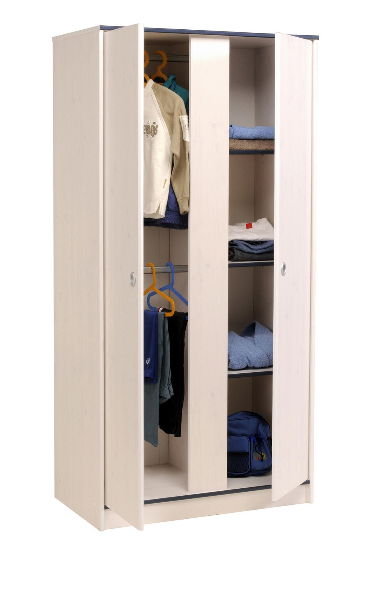 JUGENDZIMMER Set Hochbett 90x200 Schreibtisch Kleiderschrank - Blau/Weiß, Holz/Holzwerkstoff (206/182/108cm) - Parisot Meuble