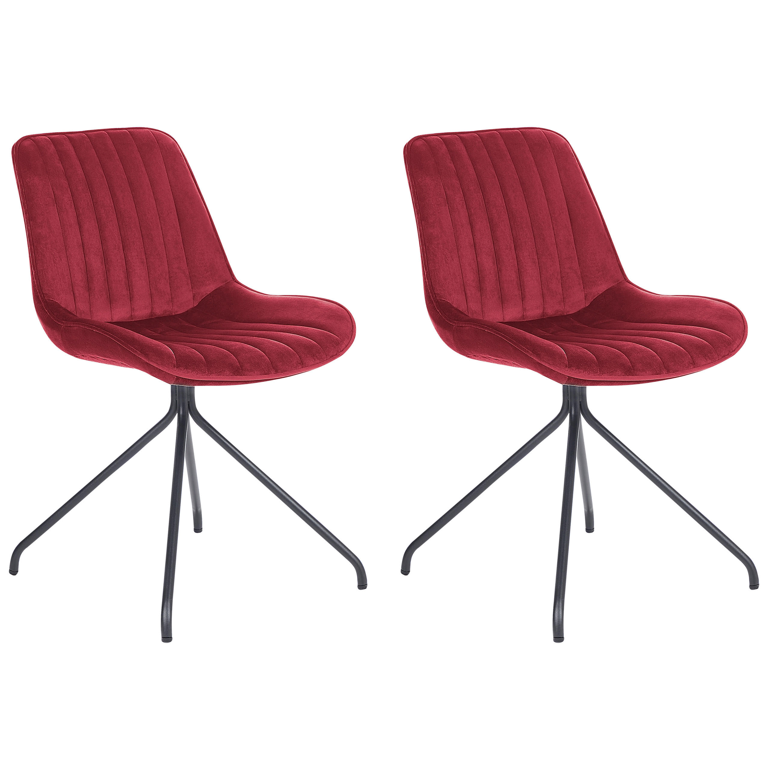 ESSZIMMERSTUHL 2er-Set Samtstoff Rot Navasota - Rot, Textil/Metall (47/83/62cm) - Beliani