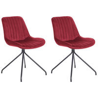ESSZIMMERSTUHL 2er-Set Samtstoff Rot Navasota - Rot, Textil/Metall (47/83/62cm) - Beliani