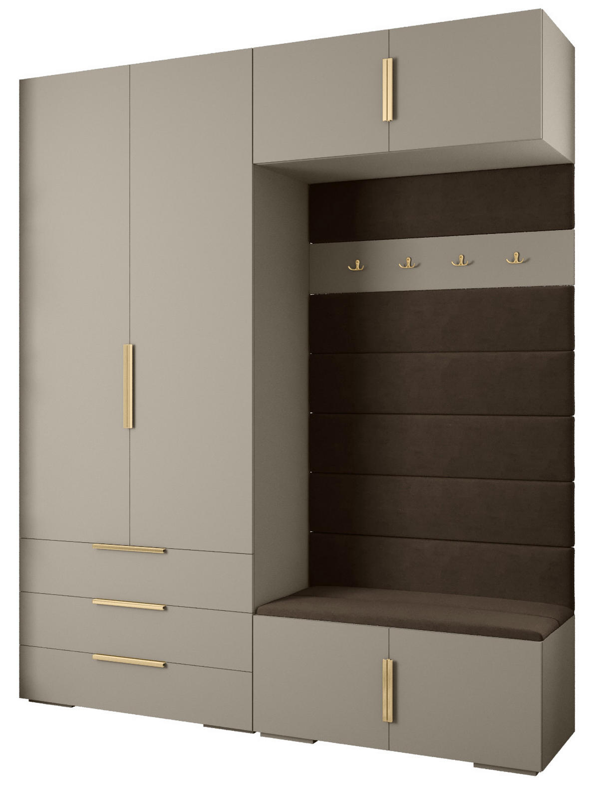 GARDEROBEN-SET 236,7/200/47 - Kaschmir/Goldfarben, Holz/Kunststoff (200/236.7/47cm) - Abiks Möbel