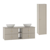 BADMÖBEL Izae 2er-Set Kaschmir - Beige, Holzwerkstoff (140.6/52.2/46.5cm) - Petits-meubles