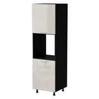 BACKOFENUMBAUSCHRANK Brerra D14/RU/2D RAL 9001 creme Hochglanz / Schwarz Matt 60 / 59 / 207cm - Creme/Schwarz, Holz/Holzwerkstoff (60/207/59cm) - Feldmann-Wohnen