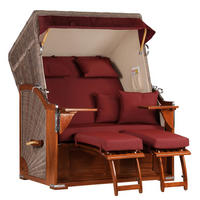 STRANDKORB Seeblick 2 Sitzer Mahagoni - Rot/Braun, Metall (125/170/80cm) - Mr. Deko