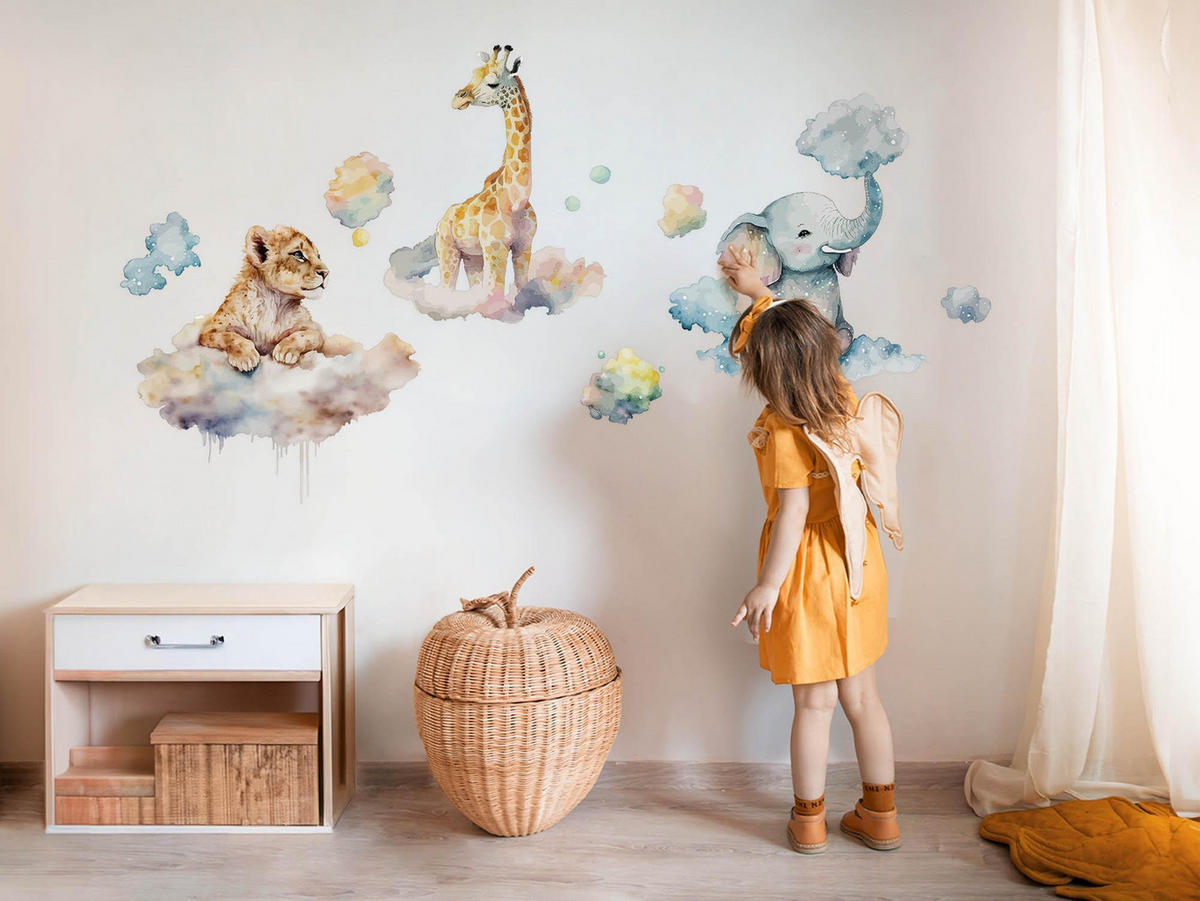 WANDAUFKLEBER 130x207cm - Wildtiere - Multicolor, Kunststoff (130/207/0.1cm) - Wallfluent