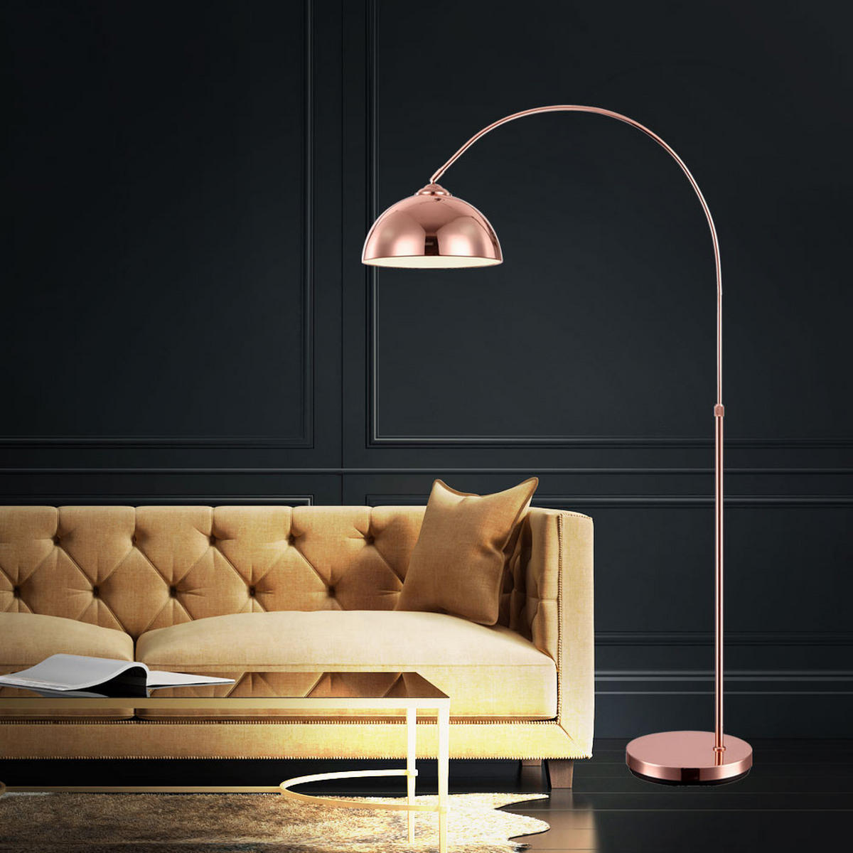 LED STEHLEUCHTE NEWCASTLE Kupfer - Kupferfarben, Metall (92/30/196cm) - Globo Lighting