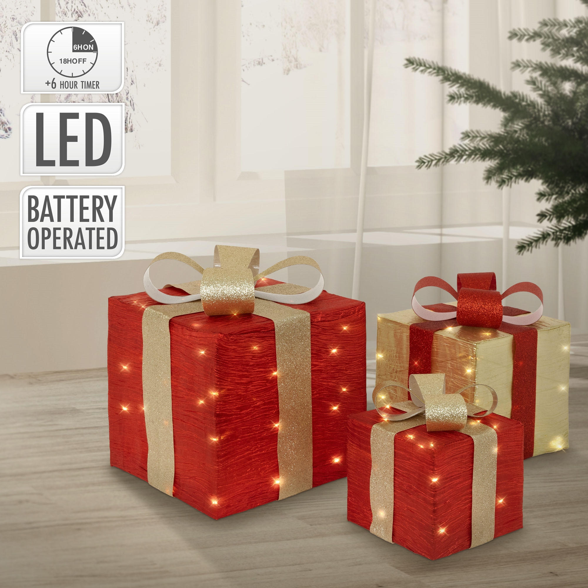 WEIHNACHT GESCHENKE 3er Set - Rot, Kunststoff (25/30/25cm)