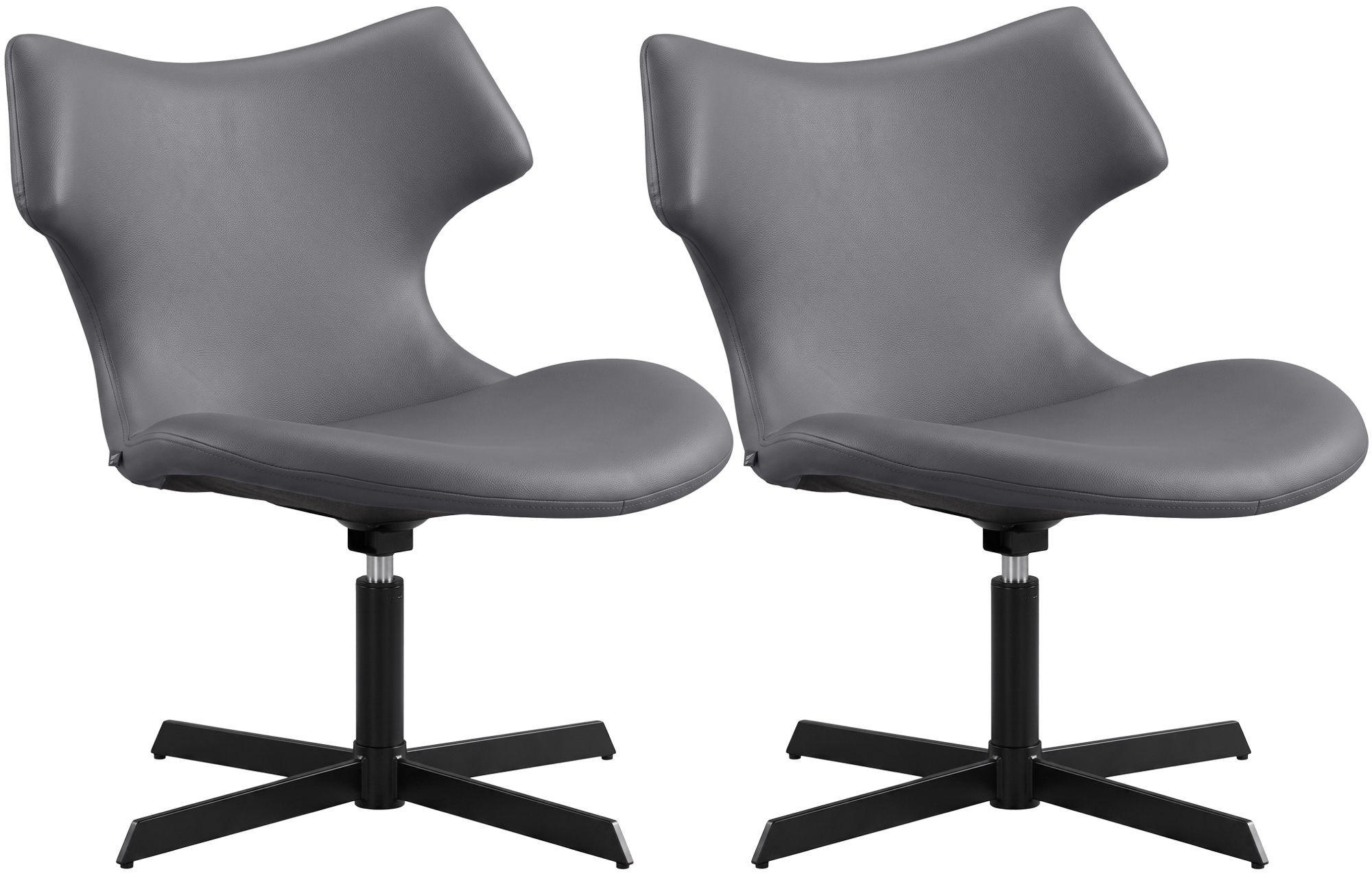 DREHSTUHL 2 Lederlook Grau - Schwarz/Grau, Textil (65/79/69cm) - CLP