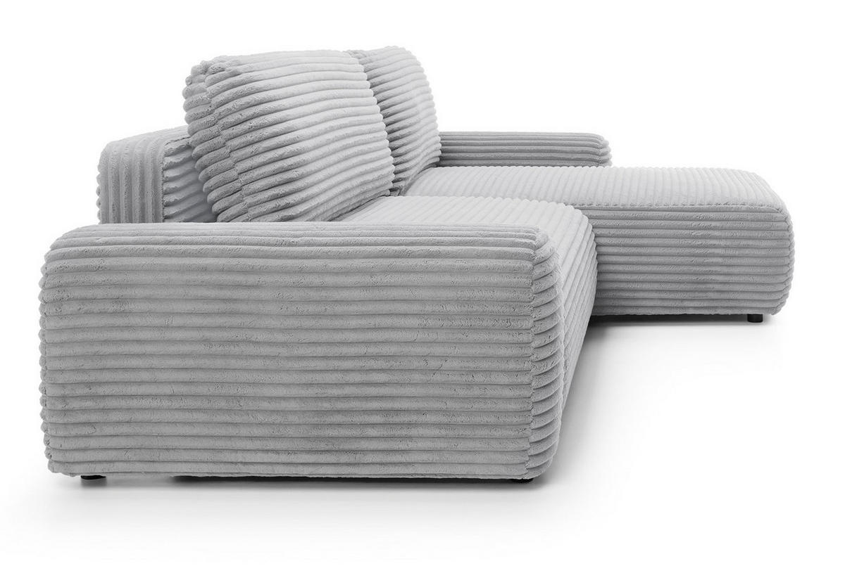 ECKSOFA 260 cm Cantara mit Cordstoff, Bettkasten, Rechts, Grau - Grau, Holz (162/264cm) - Emporius