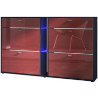 SCHUHSCHRANK Today Fronten in Bordeaux Hochglanz - Bordeaux, Holzwerkstoff (155.5/95/28cm) - Vladon