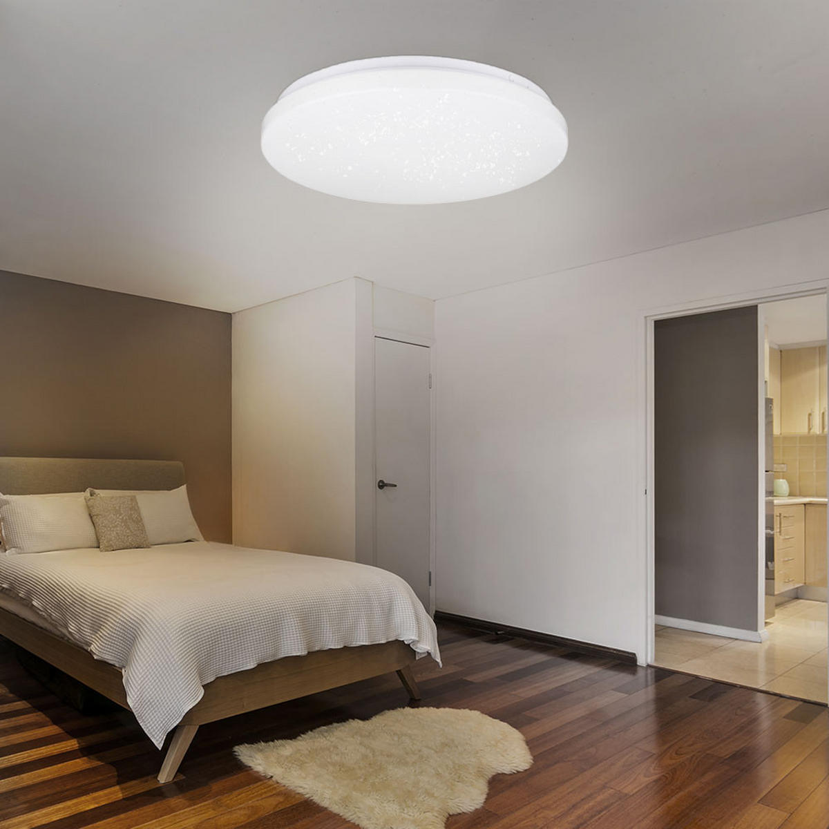 LED DECKENLEUCHTE Opal Weiß mit Sterneneffekt - Weiß, Metall (35/35/5.5cm)