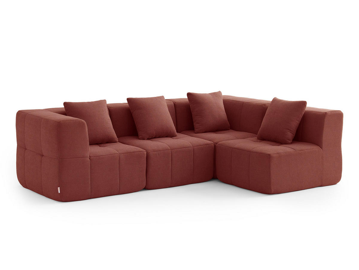 ECKSOFA Bouclé-Stoff Terrakotta-Rot - Terracotta, Textil (260/175cm) - MILYsofa