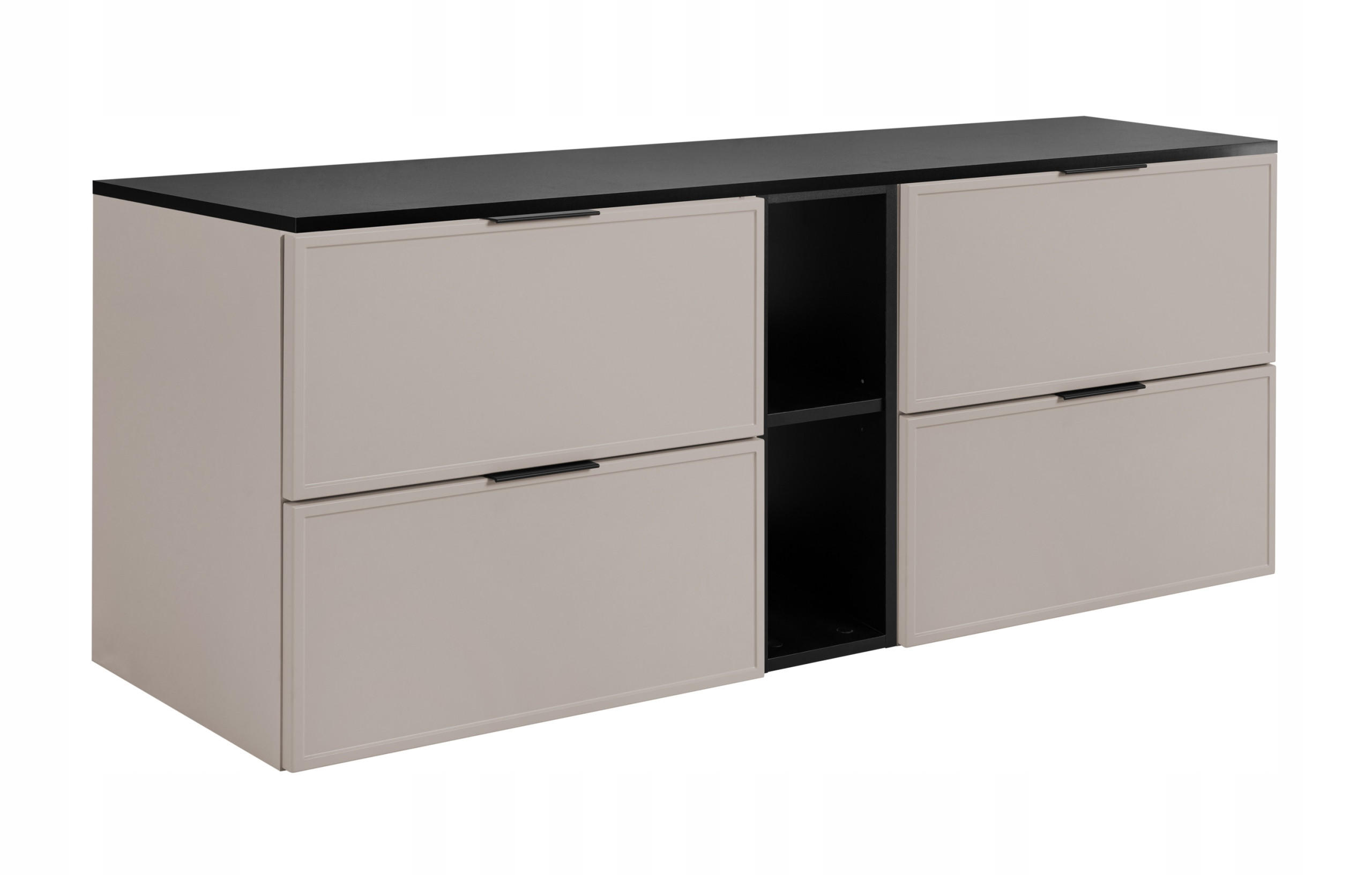 WASCHBECKUNTERSCHRANK SLIM 140cm mit Arbeitsplatte Schwarz Kaschmir - Kaschmir/Schwarz, Holzwerkstoff (140/57/46cm) - Rodan
