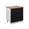 KÜCHENUNTERSCHRANK Fame-Line, Schwarz gestreift, 80 cm, AP Eiche - Schwarz/Weiß, Holzwerkstoff (80/82/60cm) - Vicco
