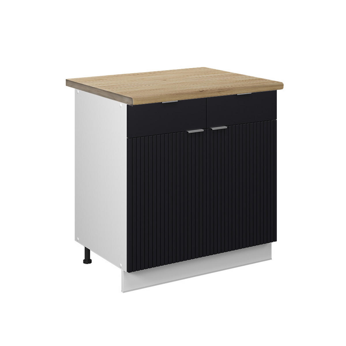 KÜCHENUNTERSCHRANK Fame-Line, Schwarz gestreift, 80 cm, AP Eiche - Schwarz/Weiß, Holzwerkstoff (80/82/60cm) - Vicco