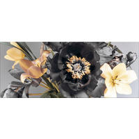 GLASBILD 125x50 cm Blumen schwarz gold - Anthrazit, Glas (125/50cm) - artissimo