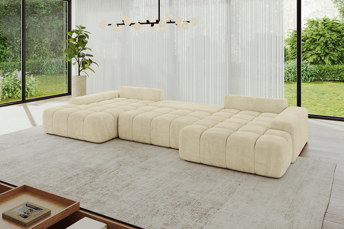WOHNLANDSCHAFT ENSI-U - 353x164x88 cm Taupe - Taupe, Holzwerkstoff/Kunststoff (357/69/164cm) - ALTDECOR