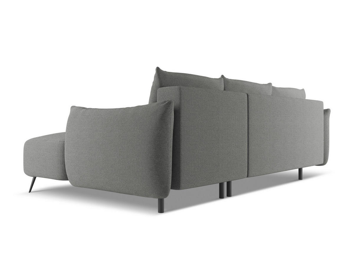 ECKSOFA mit Schlaffunktion Chenille Stoff Grau - Schieferfarben/Schwarz, Textil/Metall (242/162cm) - Makamii