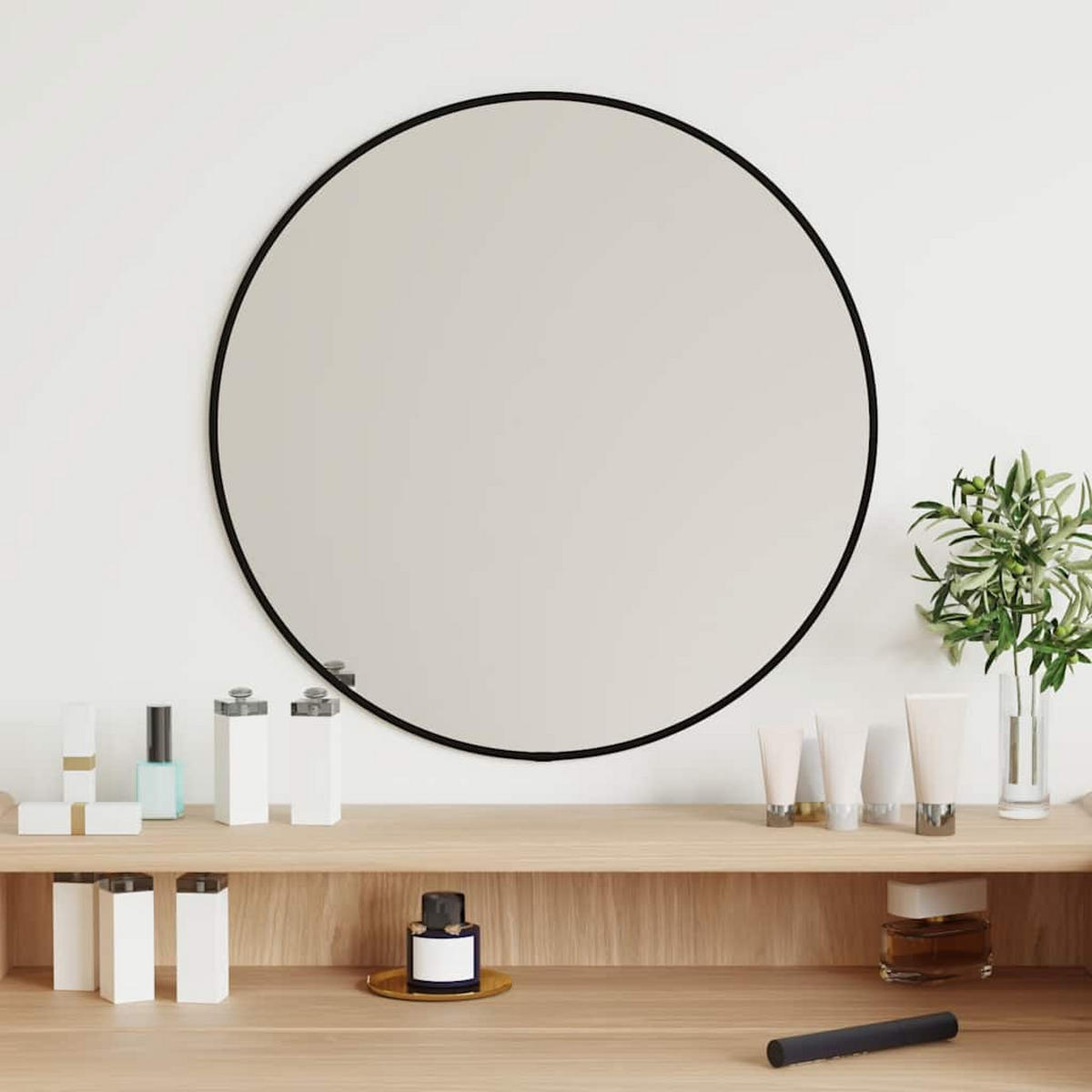 WANDSPIEGEL Schwarz Ø 50 cm Rund - Schwarz, Glas (50/50/1cm) - furnicato