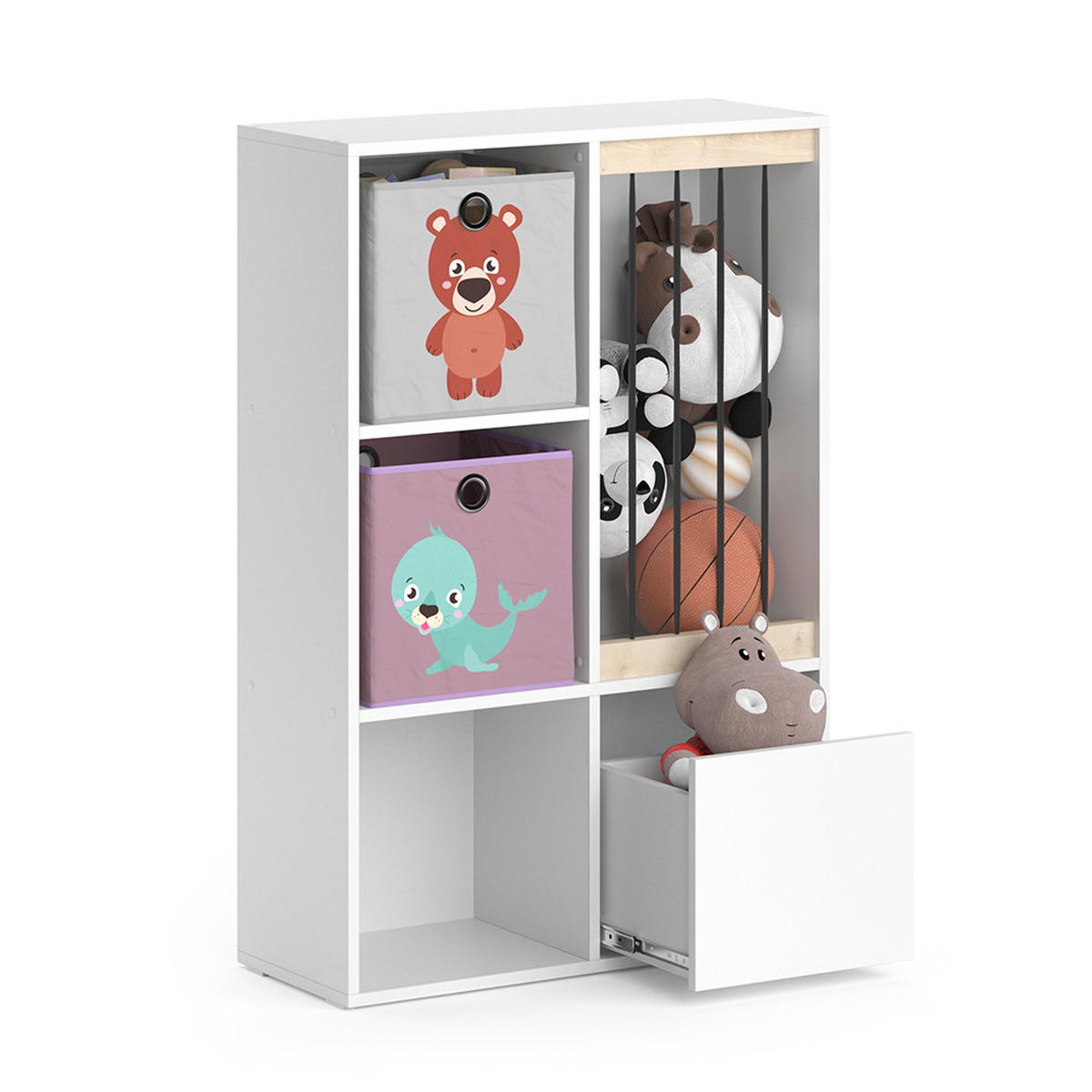 KINDERREGAL Luigi Weiß 72 x 107.8 cm mit 2 Faltboxen opt.3 - Weiß, Holzwerkstoff (29.2/107.8/72cm) - Vicco