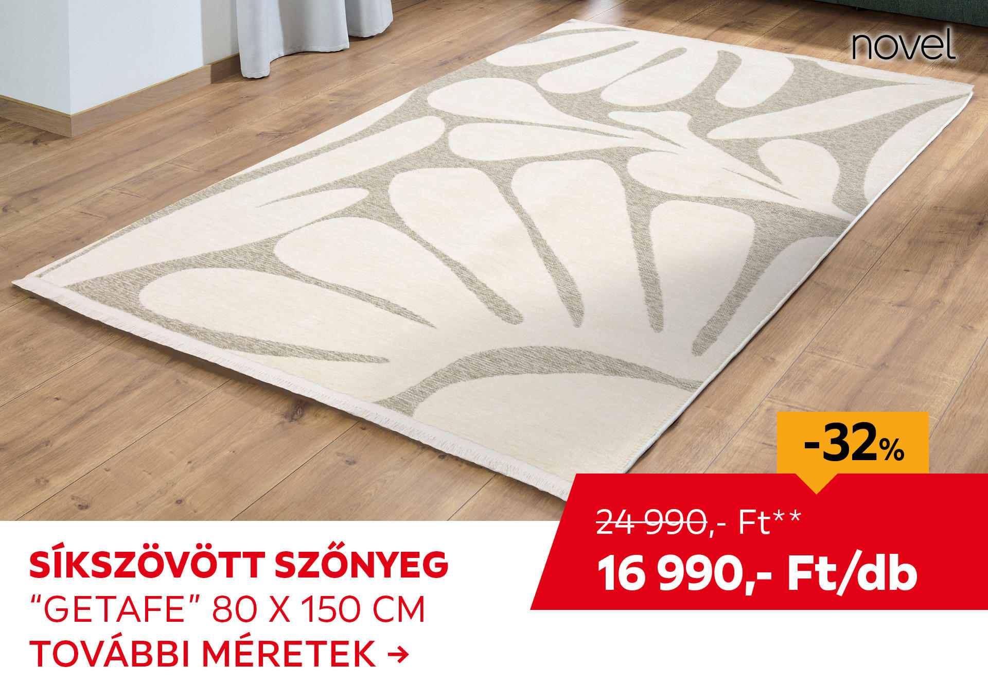 SÍKSZÖVÖTT SZŐNYEG "GETAFE" 80 X 150 CM Kiemelt termék 24990 Ft.- helyett 16990 Ft.-