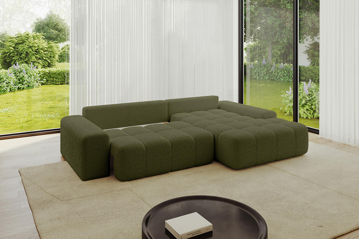 ECKSOFA Ottomane Rechts ENSI-L - 267x164x88 cm Olivgrün - Olivgrün, Holzwerkstoff/Kunststoff (164/267cm) - ALTDECOR