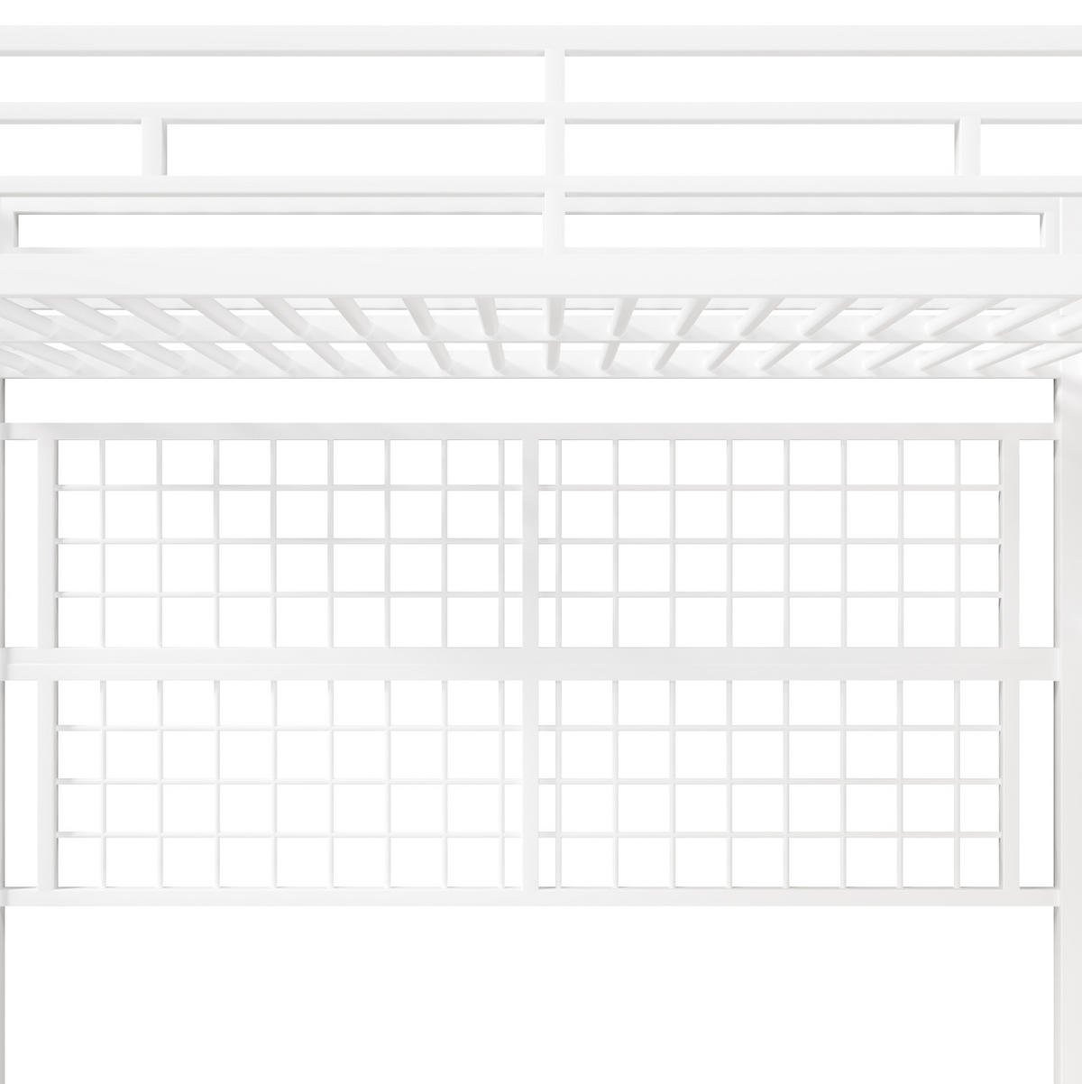 HOCHBETT 90/200 cm in Weiß – mit Stauraumleiter, Kleiderschrank und LED - Weiß, Metall (90/200cm) - BEAOK