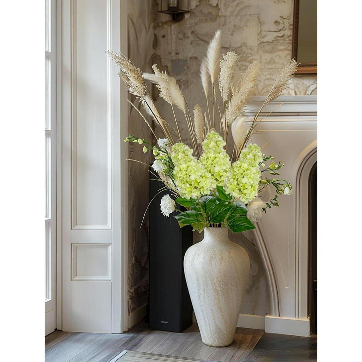 KUNSTBLUME 3er Set Hortensie 73CM - Grün, Kunststoff (73cm)