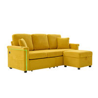 SOFA mit LED und USB/Type-C 194 x 73 x 81 cm Mustard Yellow - Gelb, Kunststoff (194/81/73cm) - Meubliv