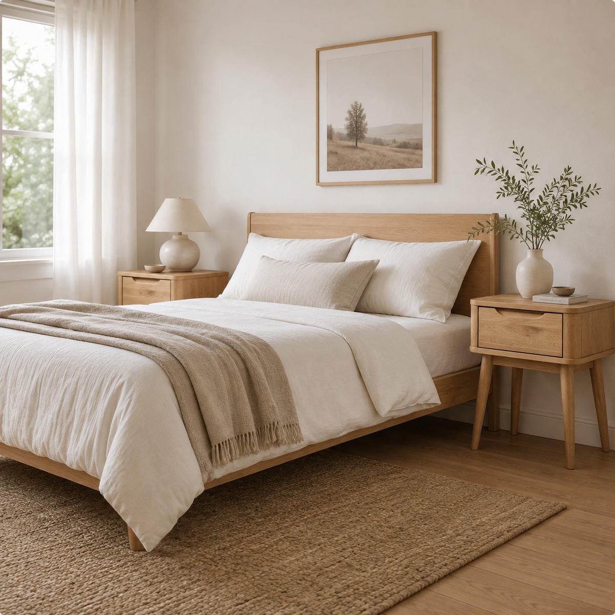NACHTTISCH Nora 2er Set, Eiche - Beige, Holz (45/54/40cm) - WOODEK