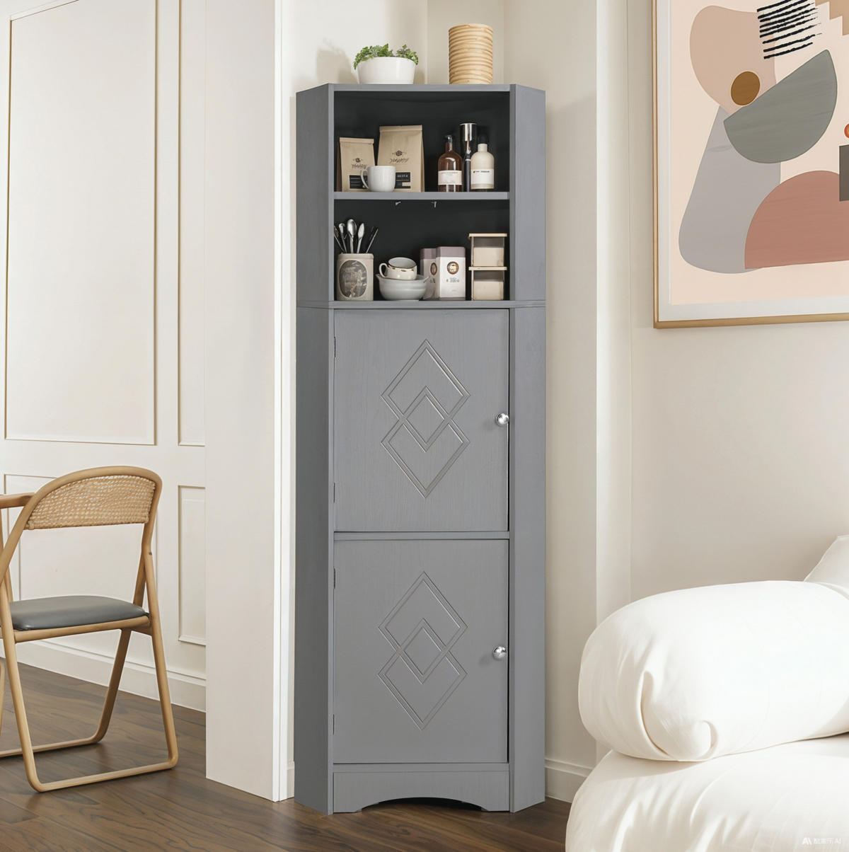 HOCHSCHRANK 36,5/36,5/155 cm aus Holzwerkstoff mit verstellbarem Einlegeboden Grau - Grau, Holzwerkstoff (36.5/155/36.5cm) - Modenvie