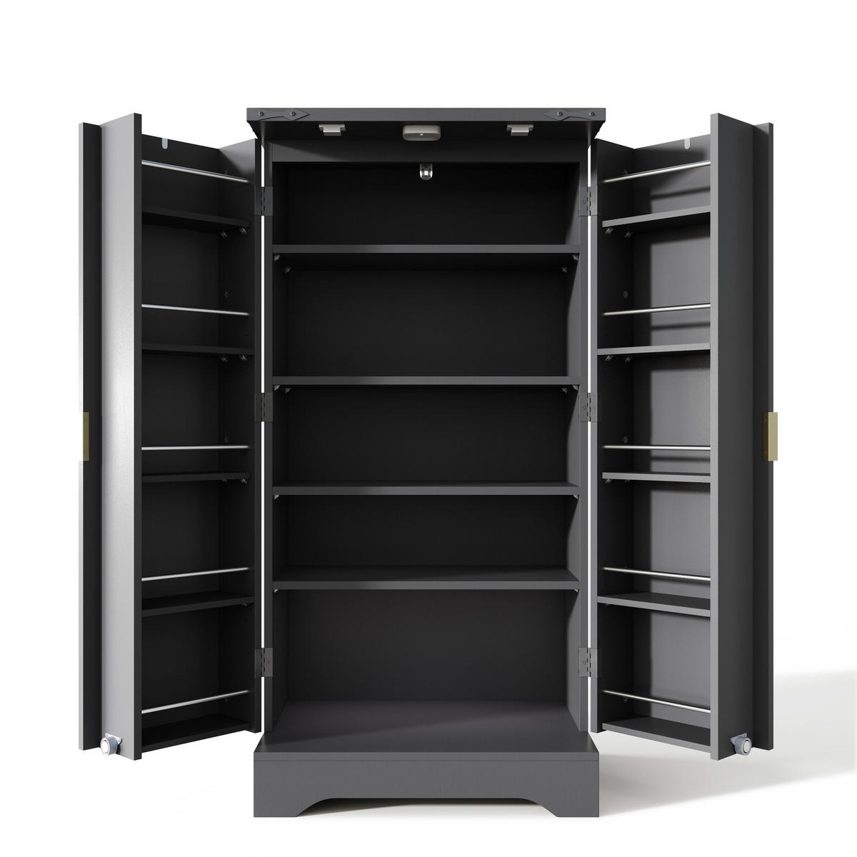 ANRICHTE Hochschrank 120/60,5/40 cm aus MDF und PB mit LED-Sensorlicht Schwarz - Schwarz, Holzwerkstoff (60.5/120/40cm) - Modenvie