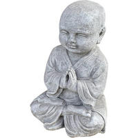 STEINFIGUR betender Shaolin Mönch frostfest Steinguss - Grau, Stein (27/38/20cm) - stoneandstyle