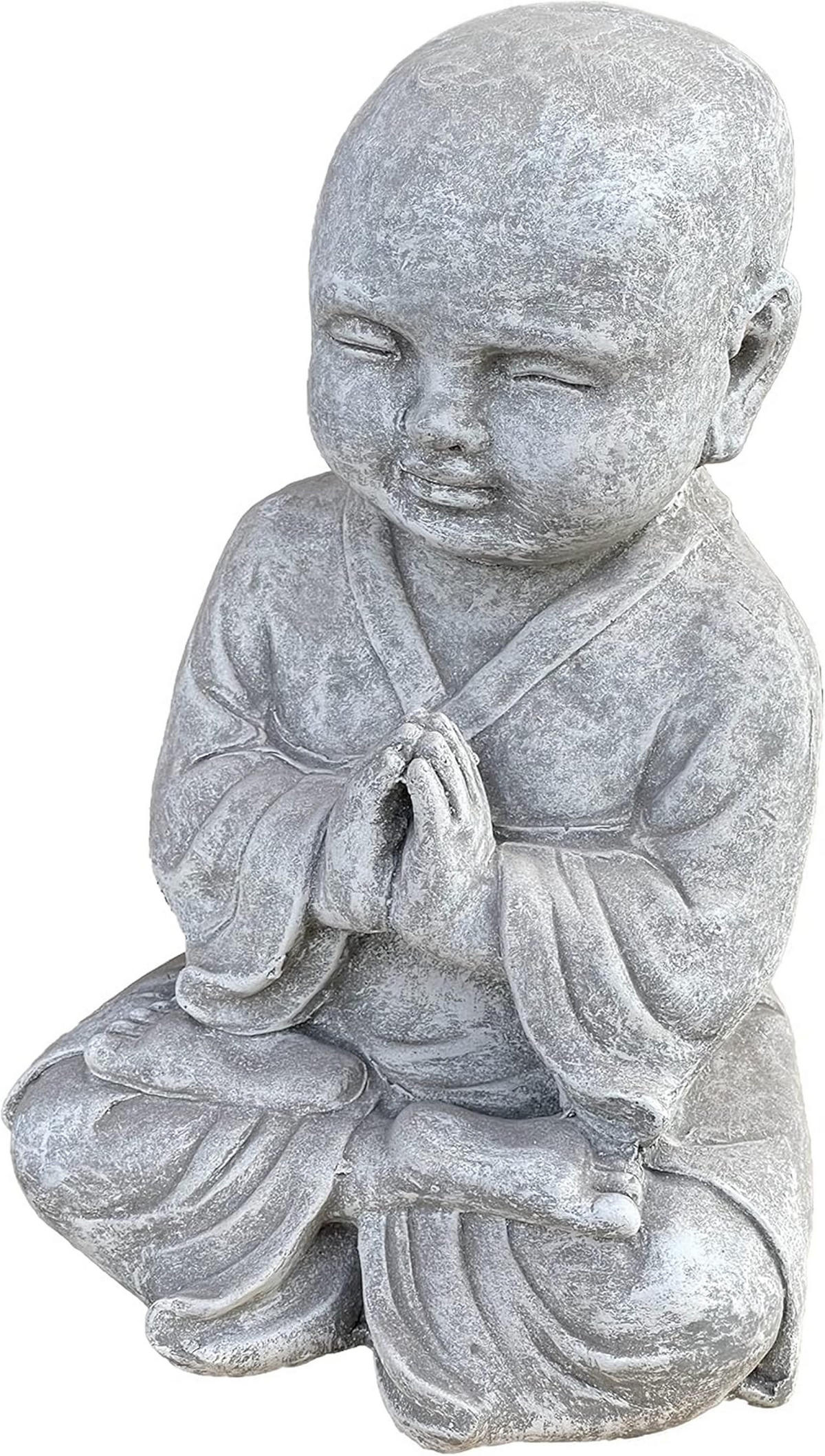 STEINFIGUR betender Shaolin Mönch frostfest Steinguss - Grau, Stein (27/38/20cm) - stoneandstyle