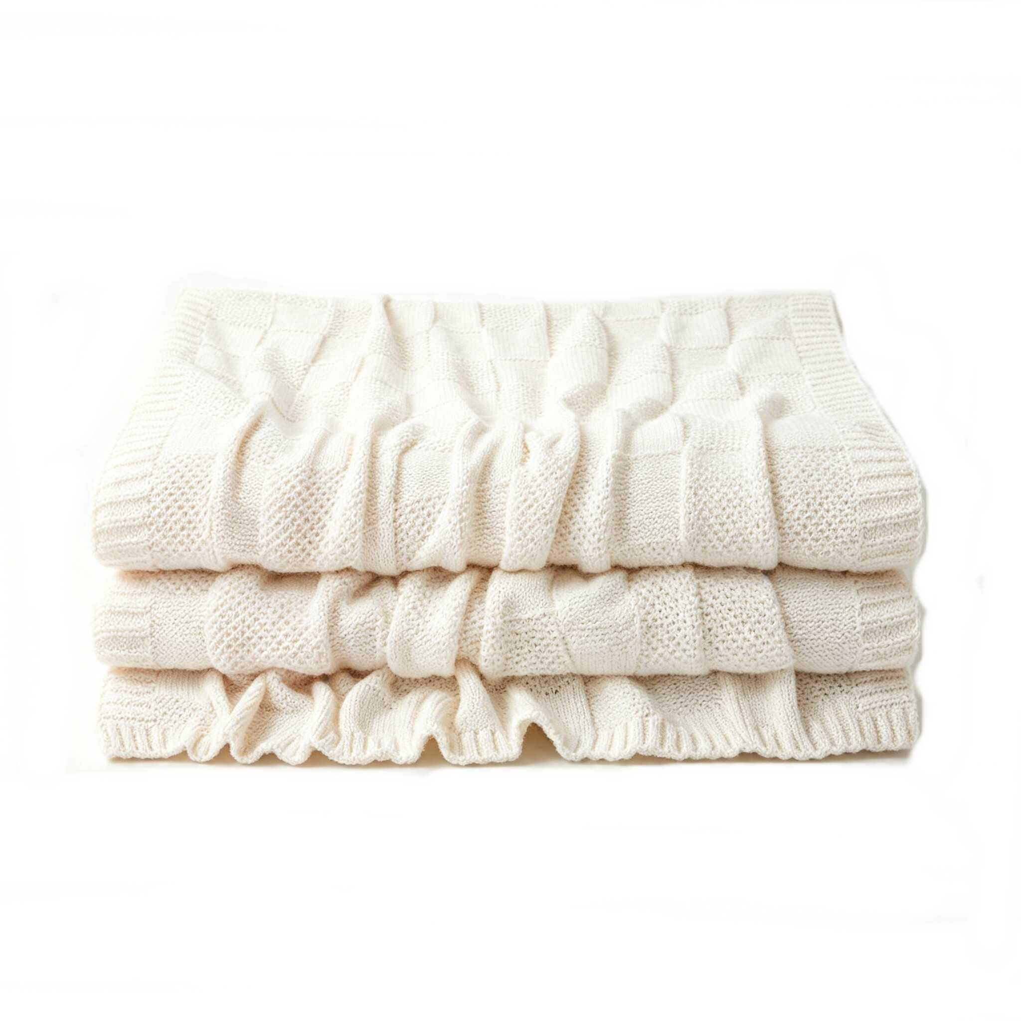 STRICKDECKE – 70 x 100 cm – Ecru - Ecru, Textil (70/100cm)