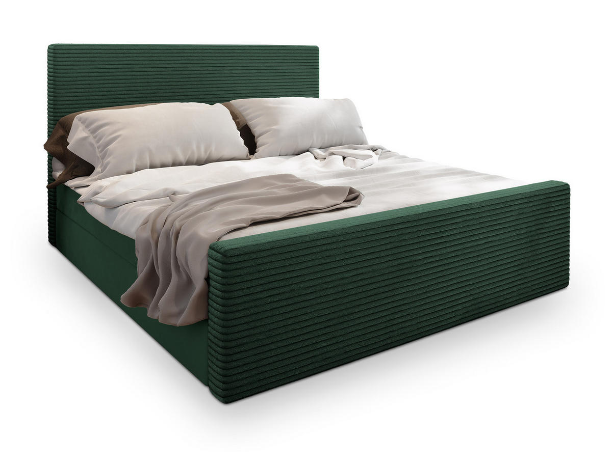 BOXBETT ALORIA 160x200 cm mit Matratze und Topper - Grün - Grün, Holz (160/200cm) - MASSENO