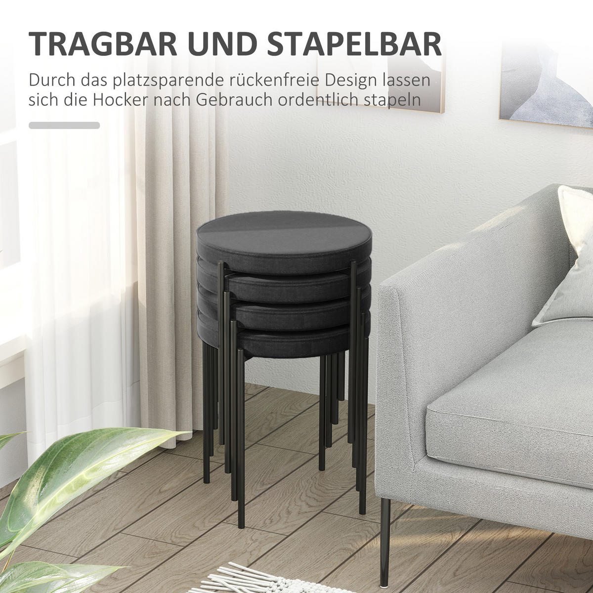 ESSZIMMERSTÜHLE 4er-Set Schwarz 41.5/41.5/46.0 cm - Schwarz, Textil (41.5/46/41.5cm)