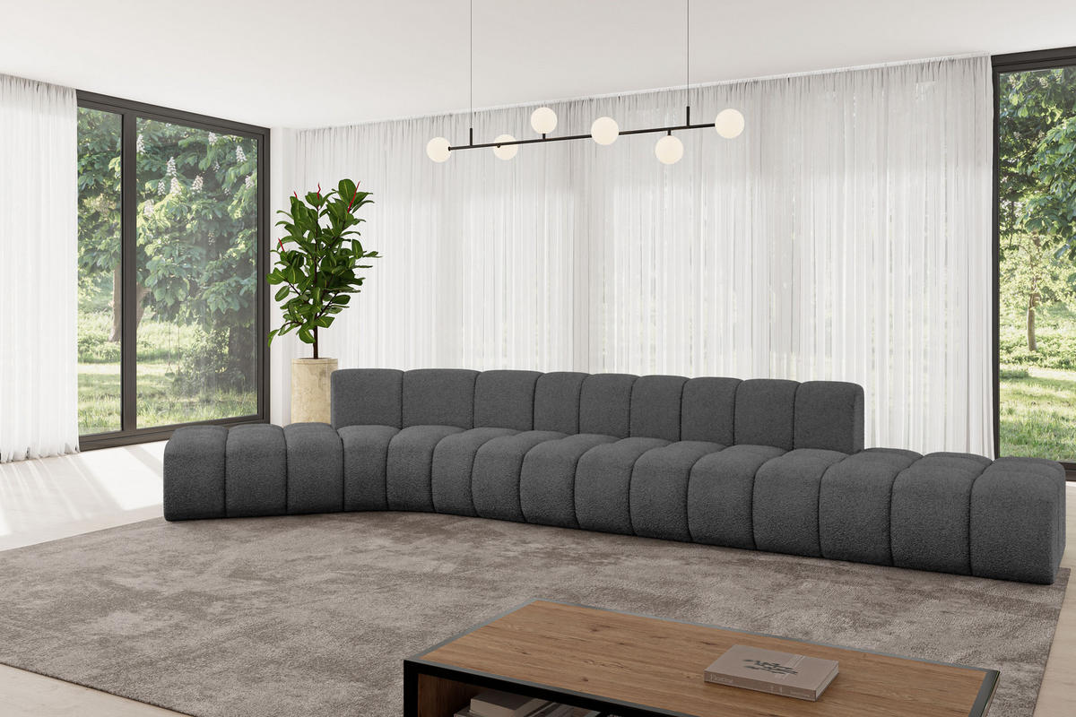 ECKSOFA modulares Sofa Solven-L2 - 471x174x70 cm Grau - Grau, Holzwerkstoff/Textil (471/174cm) - ALTDECOR