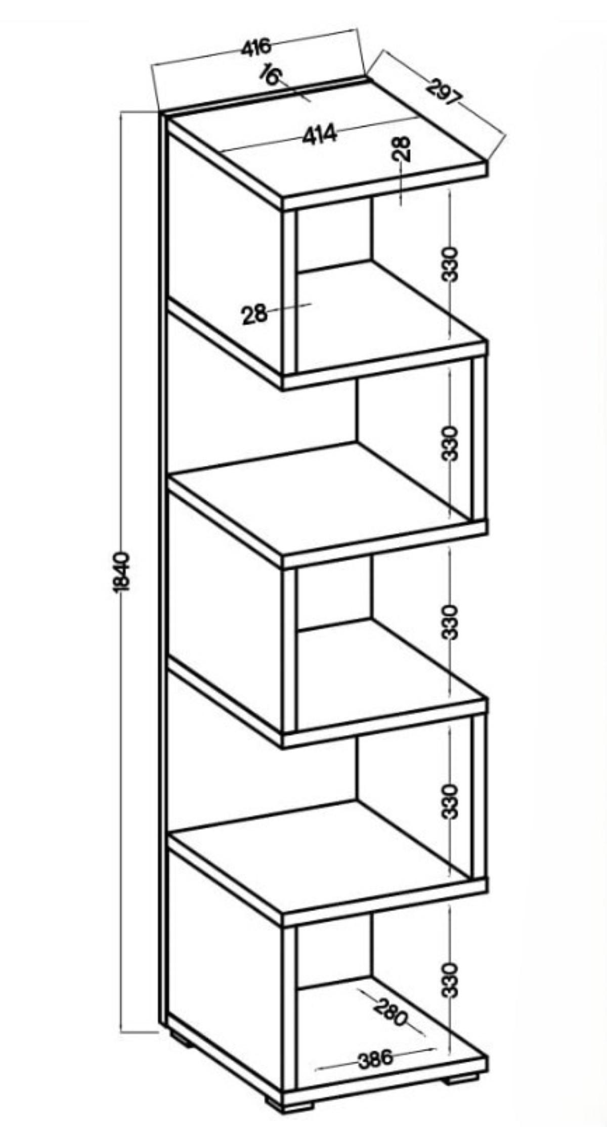 BÜCHERREGAL DUOMO 41,6x29,7x184 cm, Regal Grau - Grau, Holzwerkstoff (41.6/184/29.7cm) - MASSENO