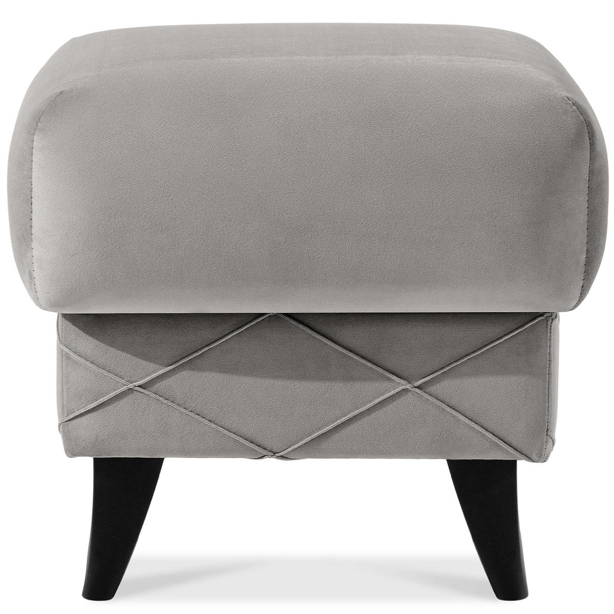 HOCKER GUSTAVO III Fußstütze, Velours, Hellgrau - Hellgrau, Holz/Holzwerkstoff (53/49/53cm) - KONSIMO®