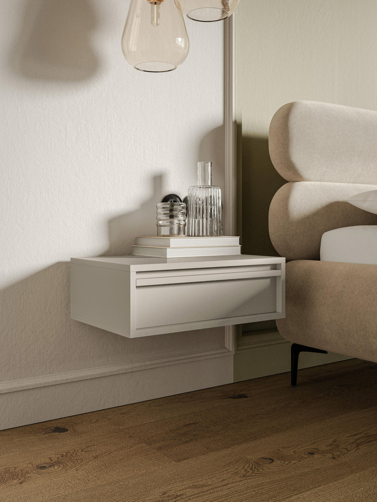 NACHTISCH Evo Greige, 50 cm - Taupe, Holzwerkstoff (50/17/34cm) - Selsey