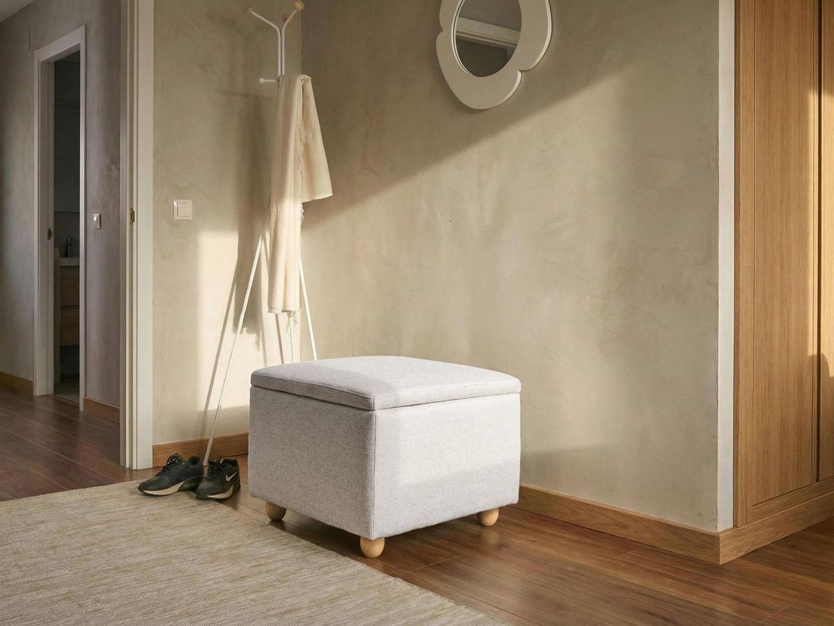 POUF mit Stauraum Stoff Hellgrau Ferndale - Hellgrau, Metall (60/46/60cm) - Beliani