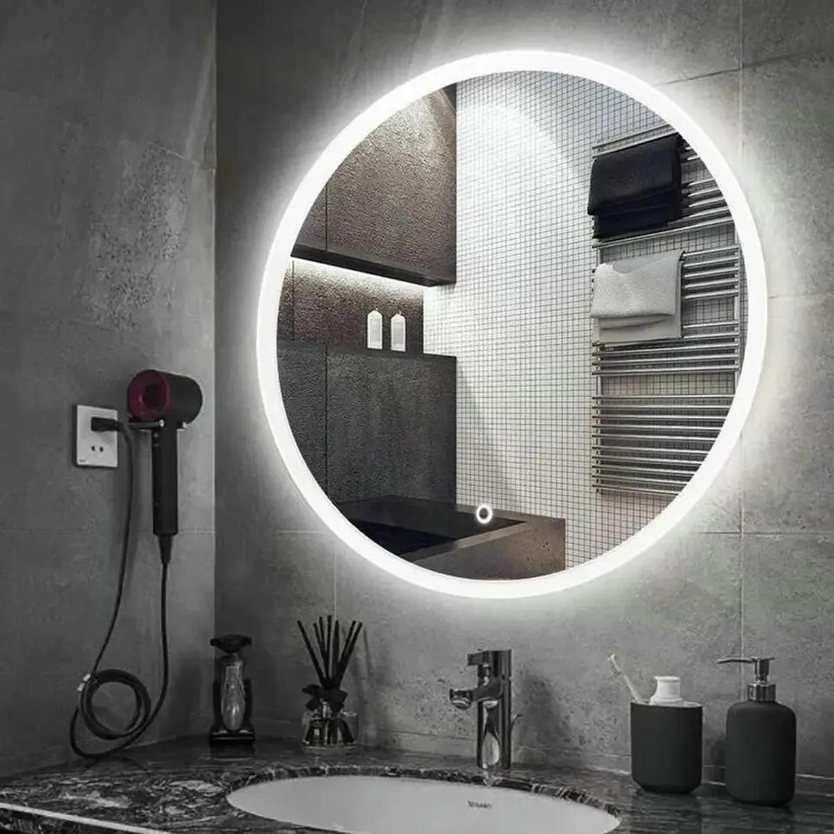 SPIEGEL Rea Led 60cm Ffj60 - Weiß, Glas (60/60/2cm) - REA